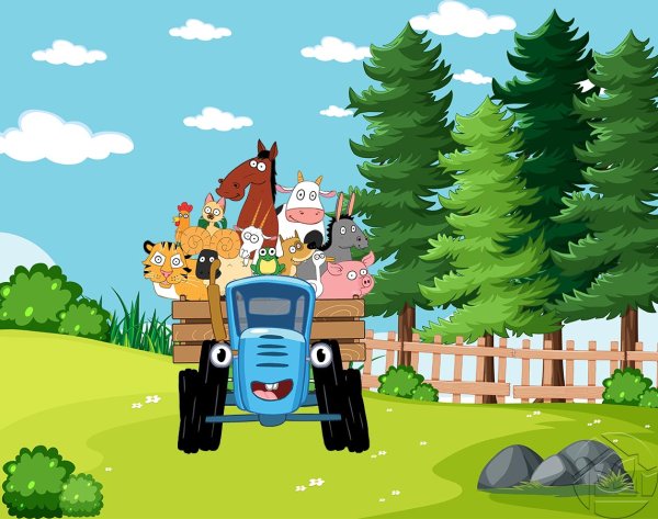 Синий трактор и три кота