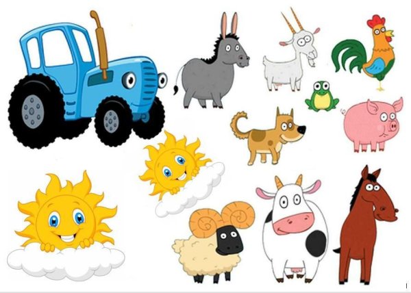 Синий трактор вафельная