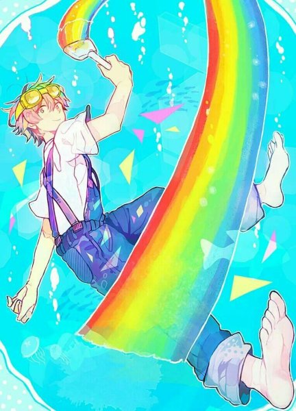 Мальчик с радужными волосами