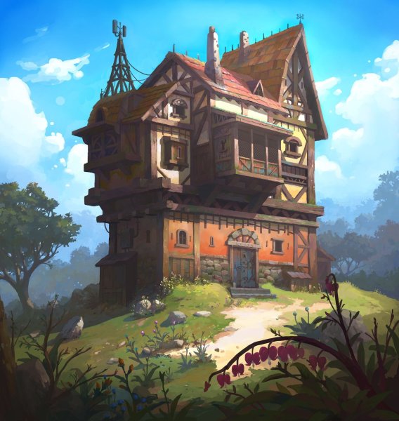 Деревня концепт арт средневековый