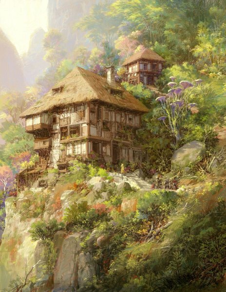 Концепт арт фэнтези деревня