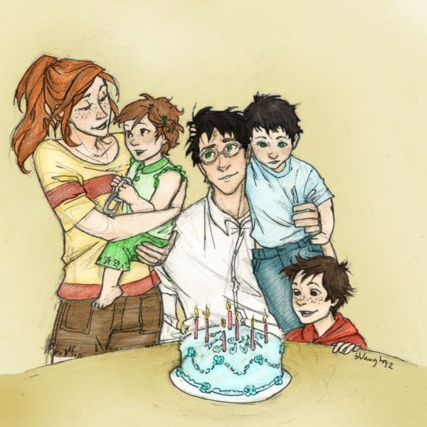 Гарри Поттер и Джинни семья арт