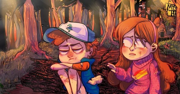 Гравити Фолз Диппер и Мейбл в лесу