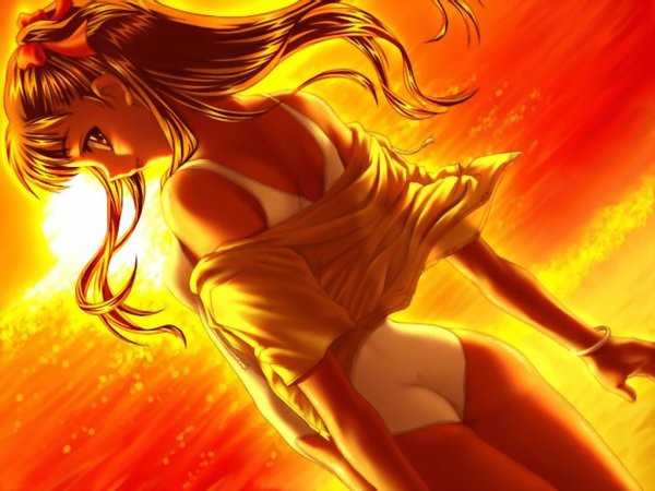 Девушка в лучах солнца арт