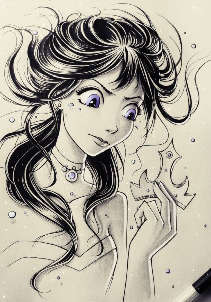 Рисунки девушек карандашом в стиле арт