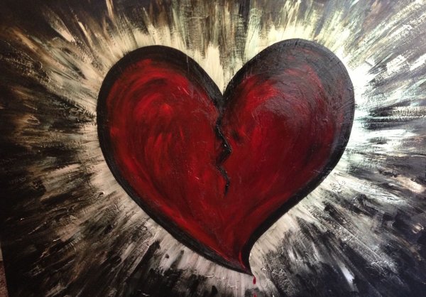 Сердце гуашью