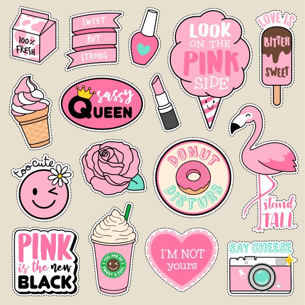 Розовые наклейки для распечатки