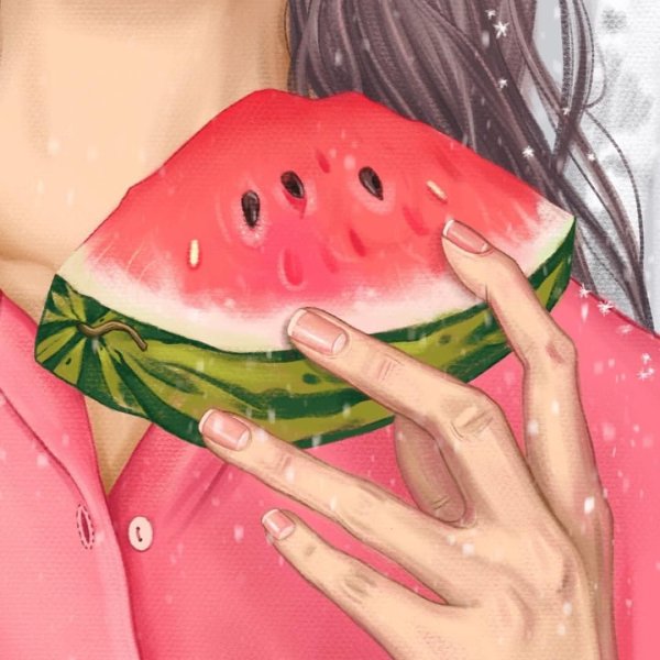 Девушка с арбузом арт