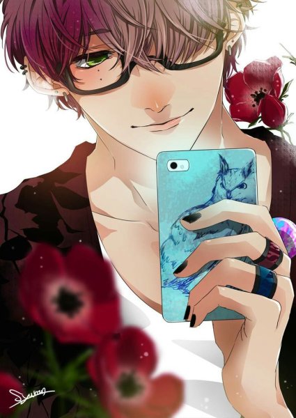 Аниме парень с телефоном