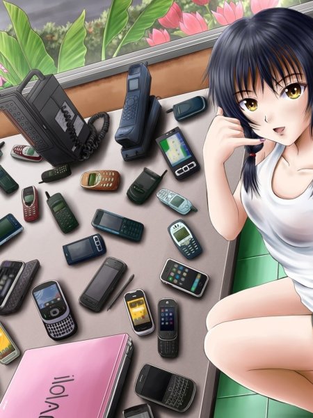 Аниме девушка с телефоном