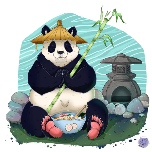 Панда медитирует