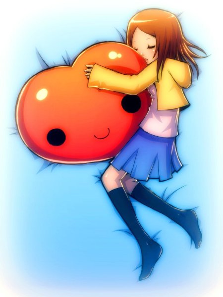 Аниме девочка с сердечком