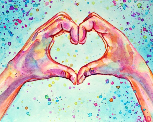 Сердечко акварель