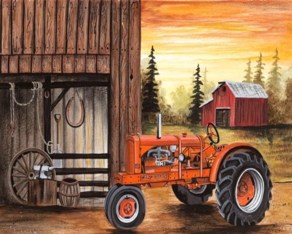 Пейзаж с трактором