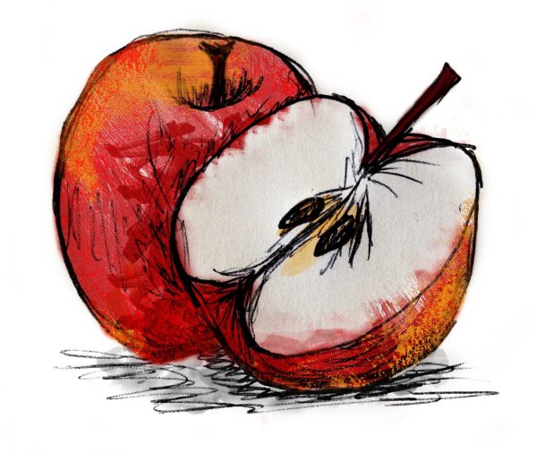 Яблоко с долькой в графике