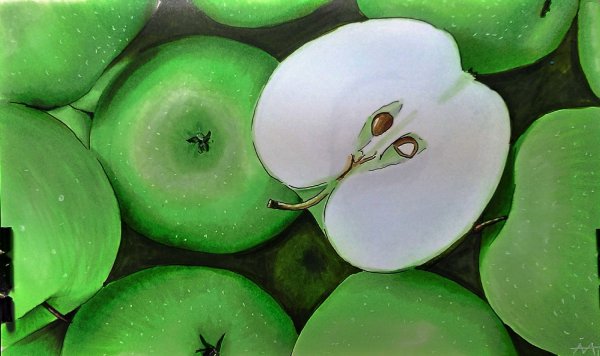 Яблоко фломастерами