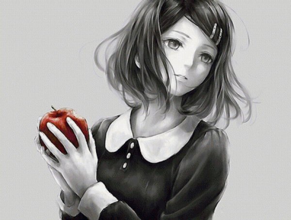 Аниме девушка с яблоком