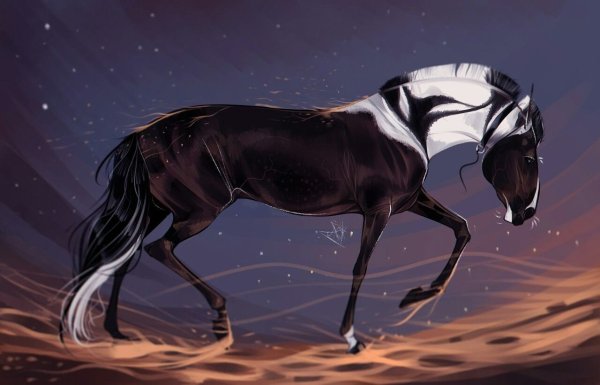 Черная лошадь арт