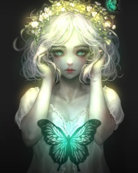 Беловолосая девушка с зелёными глазами