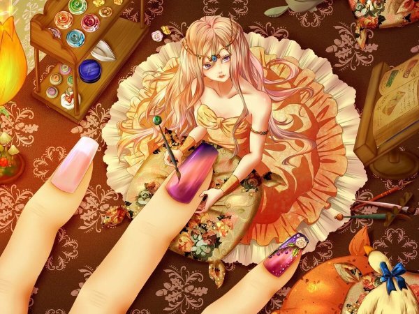 Аниме девушка с ногтями