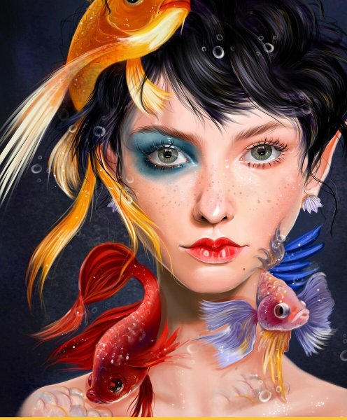 Девушка рыба арт