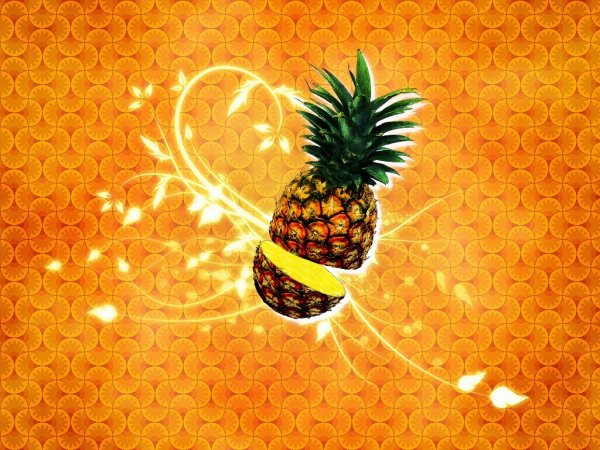 Ананас на оранжевом фоне