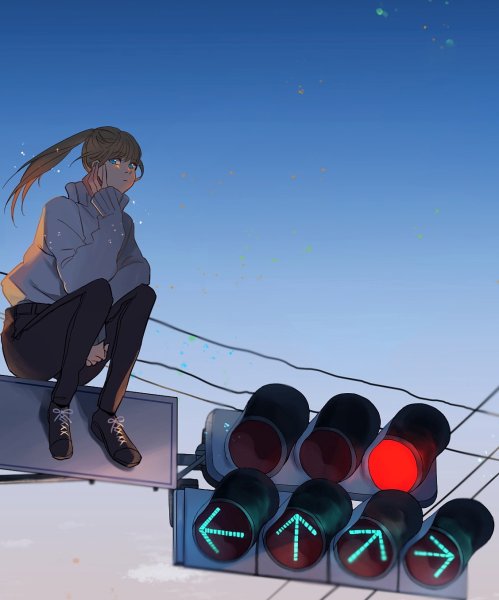 Аниме человек на светофоре