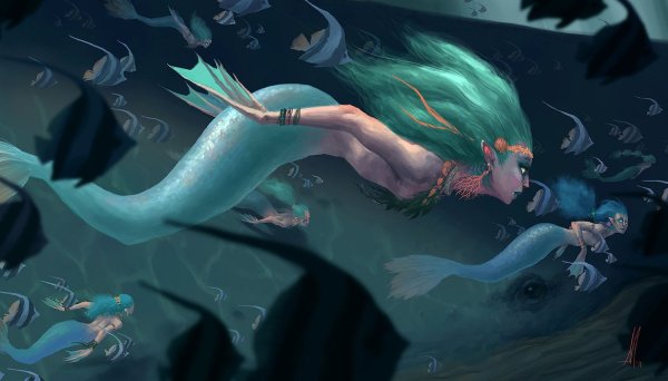 Русалка с длинным хвостом