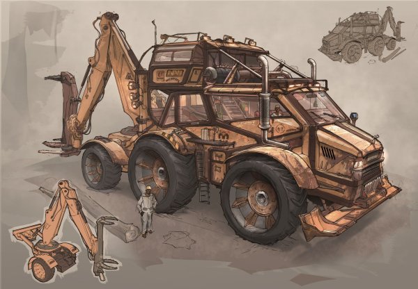 Дизельпанк машины арт концепт