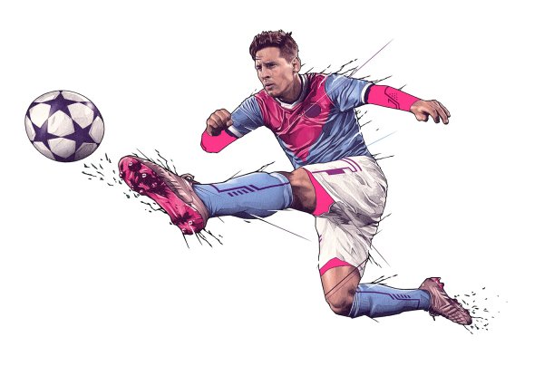 Футболист на белом фоне