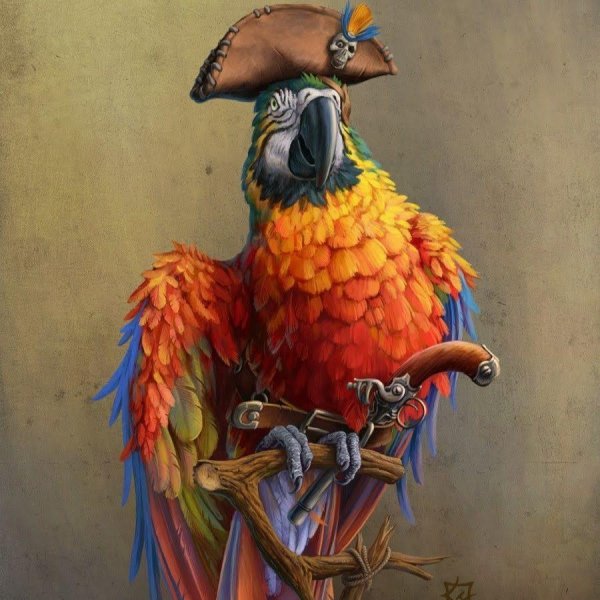 Пират с попугаем живопись
