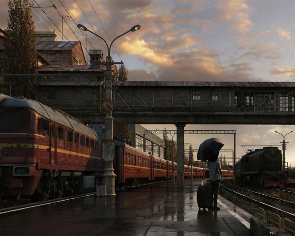 Железнодорожная станция арт