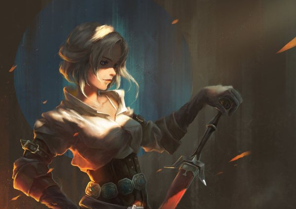 Цири с мечом арт