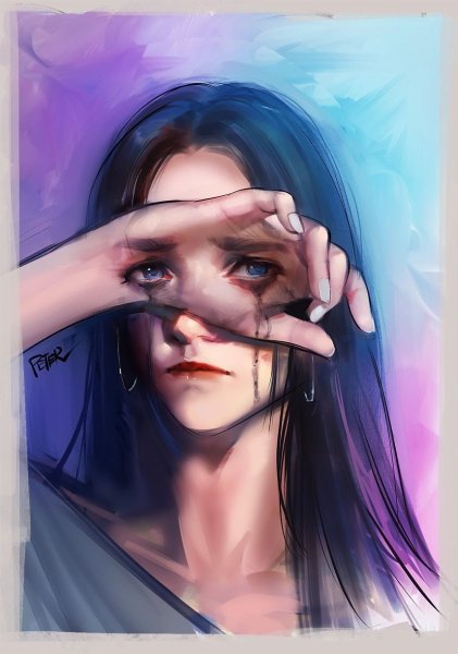 Девушка плачет арт