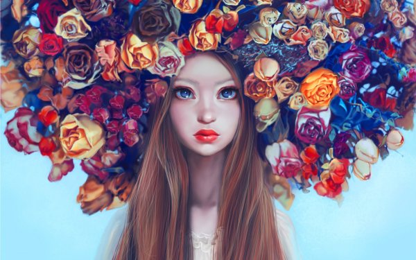 Лицо в цветах арты