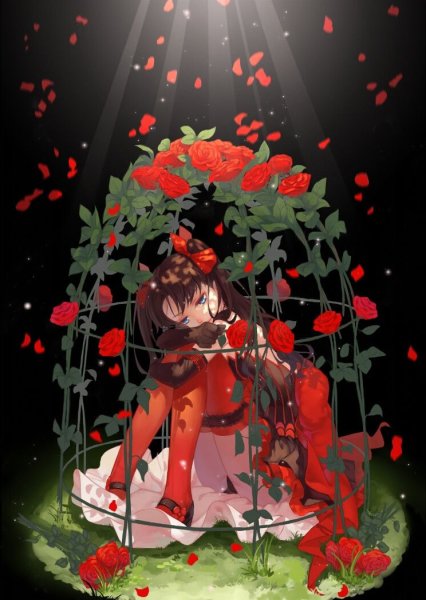 Аниме девушка с розой