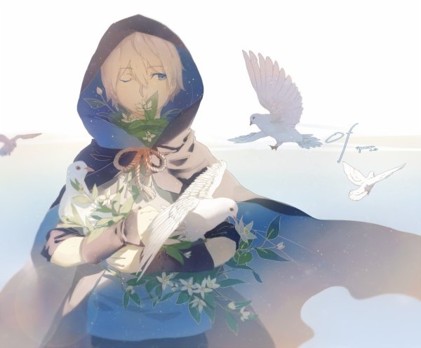 Аниме девушка голубь