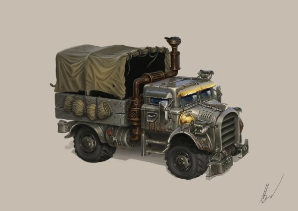 Стимпанк грузовик арт