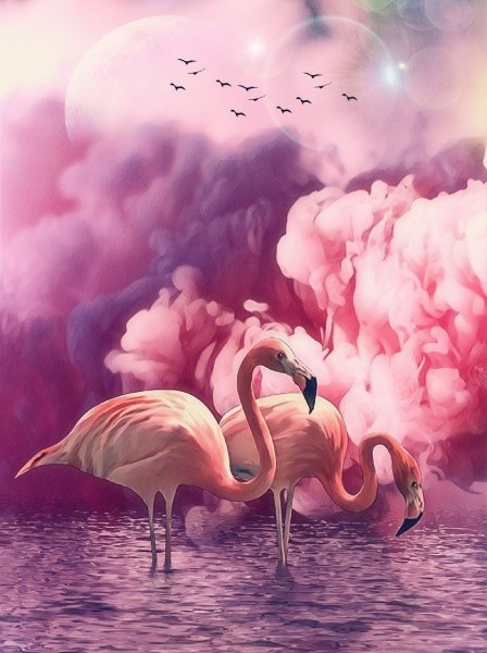 Розовый Фламинго на закате
