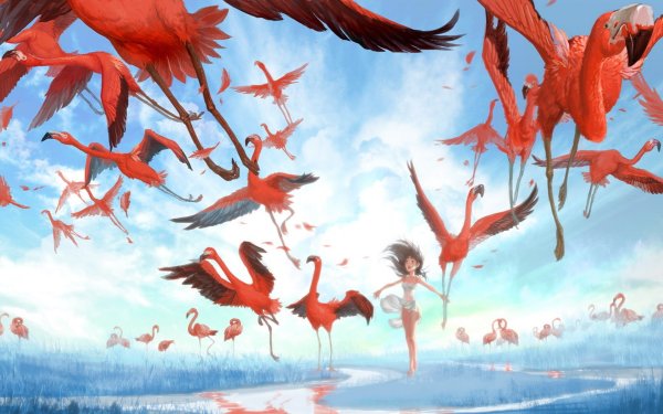 Птицы в небе арт