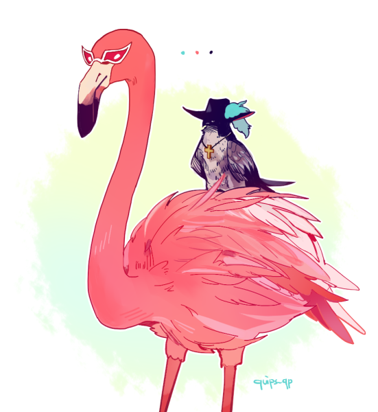 Фламинго в стиле аниме