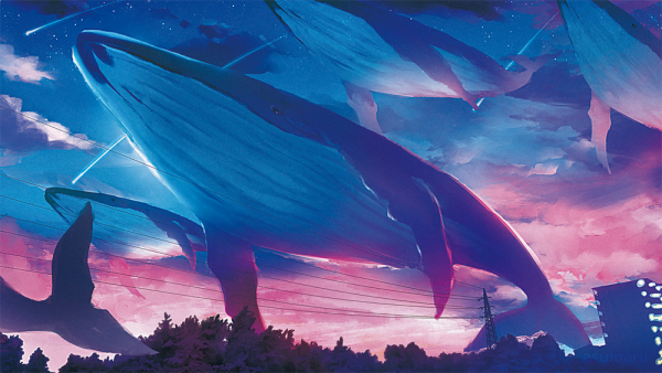 Кит в небе арт