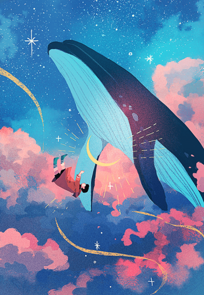 Кит в небе арт
