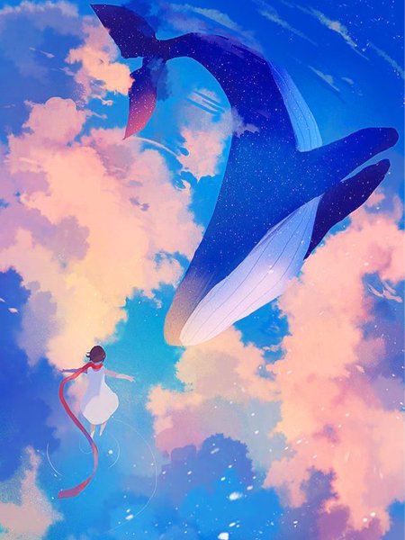 Кит в небе арт