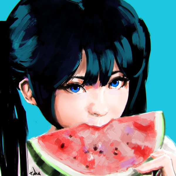 Девушка с арбузом арт