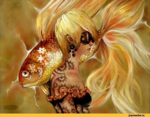 Девушка с золотой рыбкой