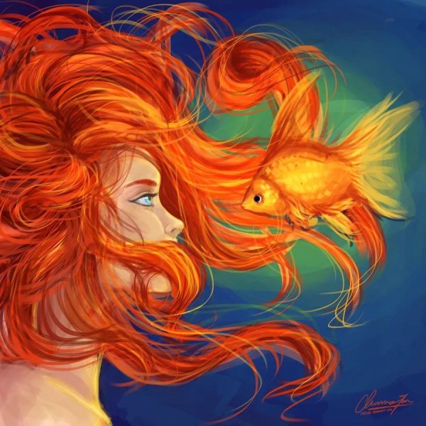 Картина девушка с рыжими волосами