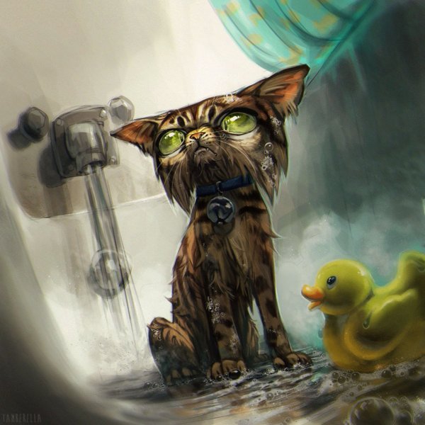 Прикольный кот арт