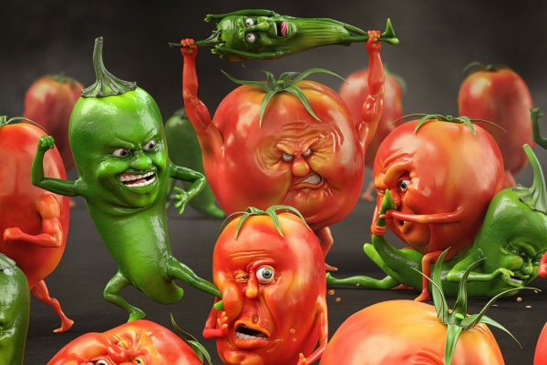 Смешные овощи и фрукты