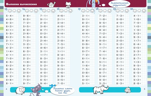 Карточки в пределах 10 на сложение и вычитание 1 класс